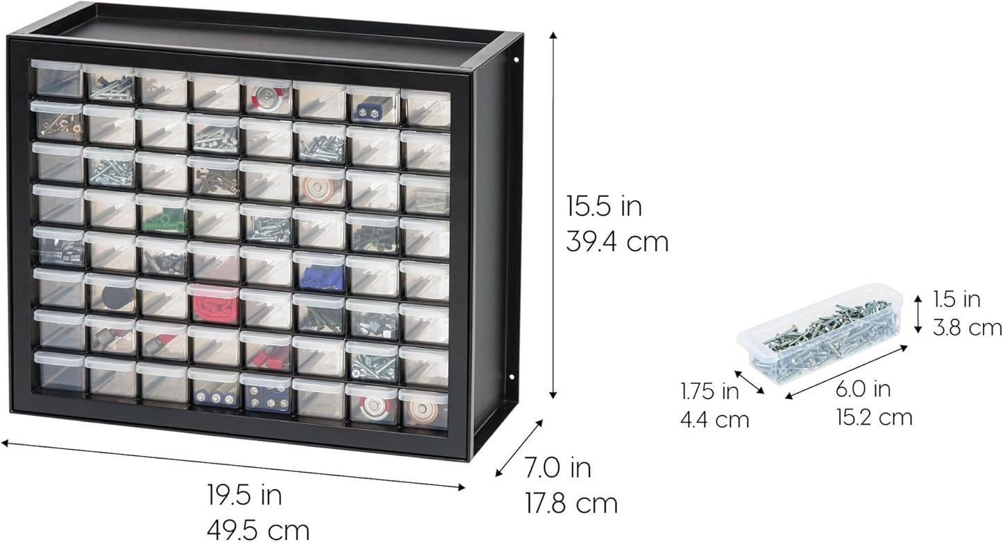 IRIS USA Small Drawer Organizer Storage, 2-Pack, 10-Drawer Craft Cabinet for Screws Hardware Art Supplies Small Parts Nuts Bolts Nails Tool Container, Drink Packet Water Flavor Packet Organizer, Black