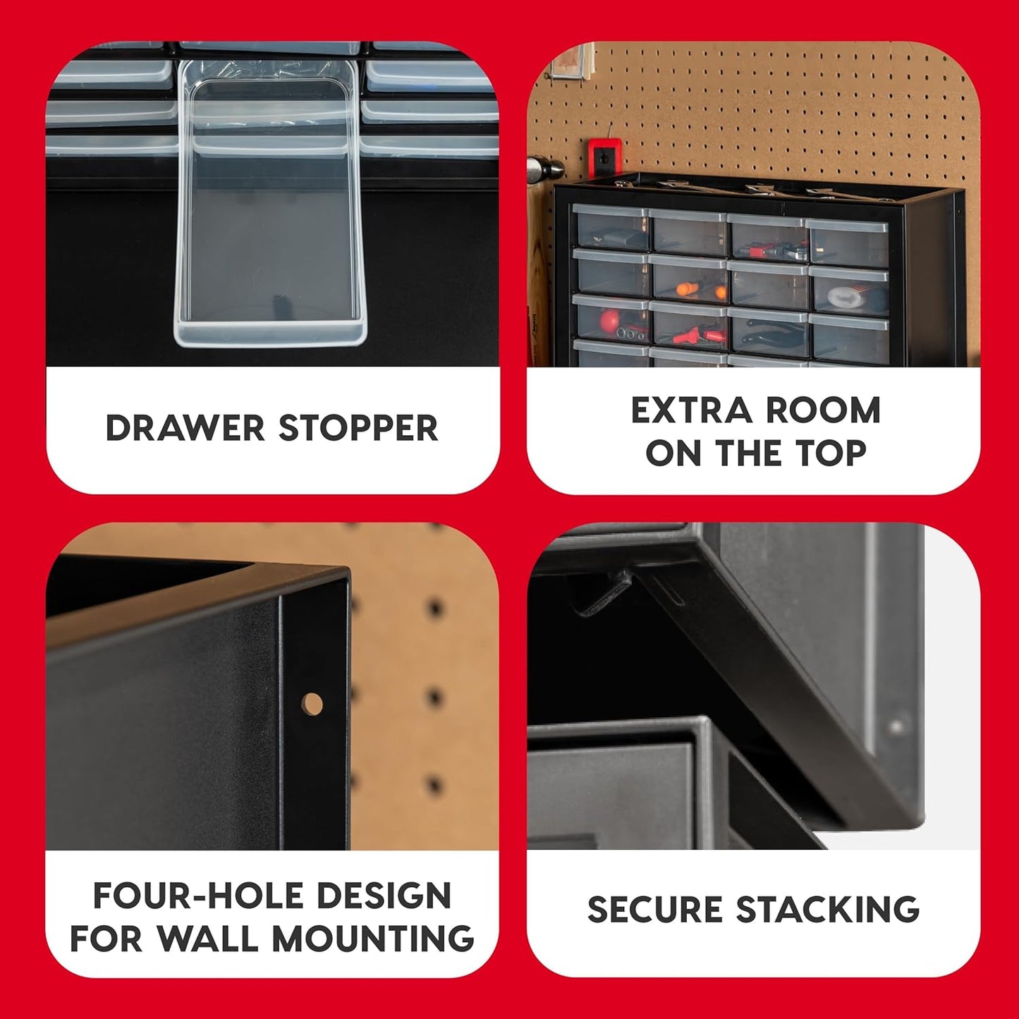 IRIS USA Small Drawer Organizer Storage, 2-Pack, 10-Drawer Craft Cabinet for Screws Hardware Art Supplies Small Parts Nuts Bolts Nails Tool Container, Drink Packet Water Flavor Packet Organizer, Black