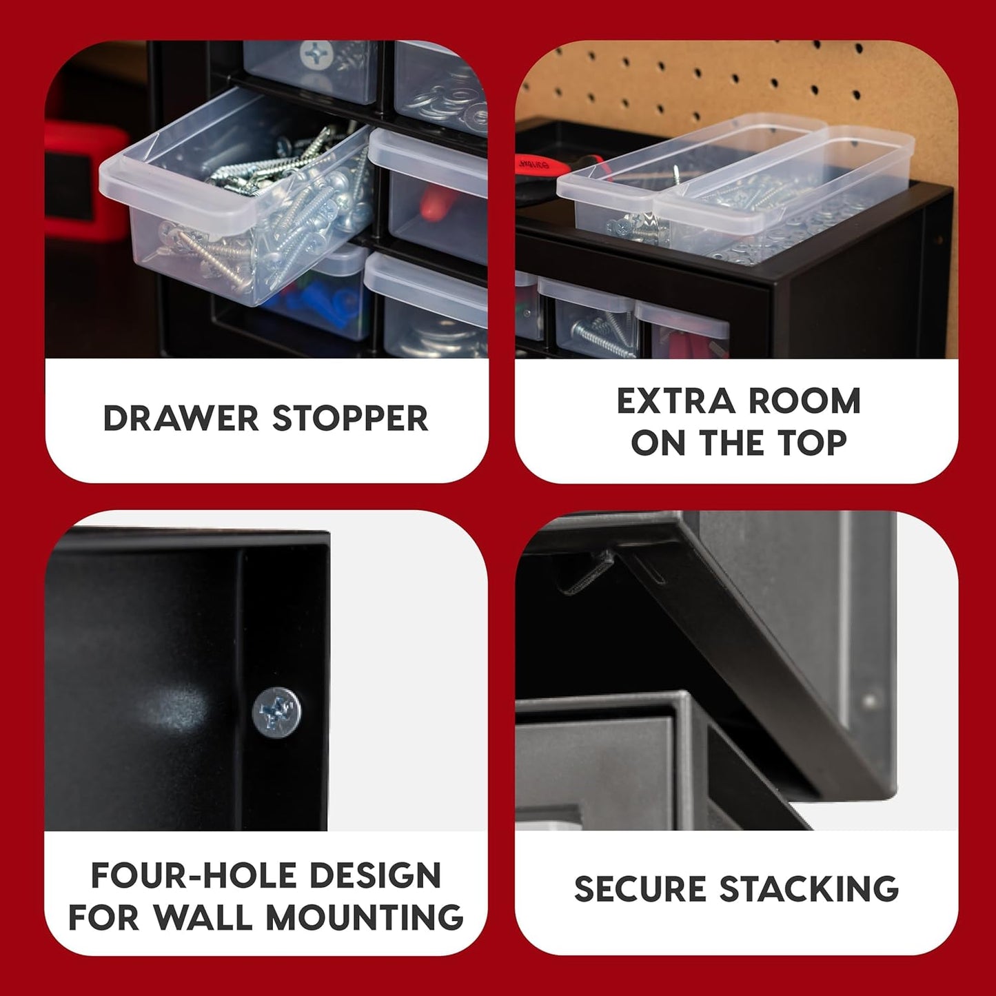 IRIS USA Small Drawer Organizer Storage, 2-Pack, 10-Drawer Craft Cabinet for Screws Hardware Art Supplies Small Parts Nuts Bolts Nails Tool Container, Drink Packet Water Flavor Packet Organizer, Black