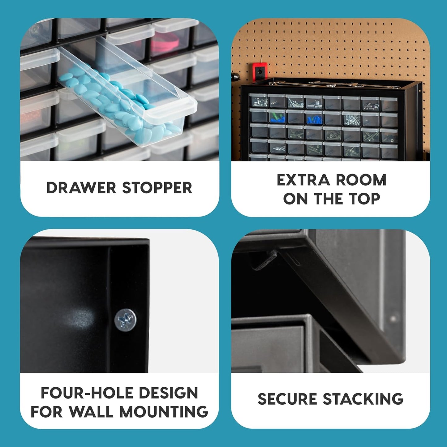IRIS USA Small Drawer Organizer Storage, 2-Pack, 10-Drawer Craft Cabinet for Screws Hardware Art Supplies Small Parts Nuts Bolts Nails Tool Container, Drink Packet Water Flavor Packet Organizer, Black