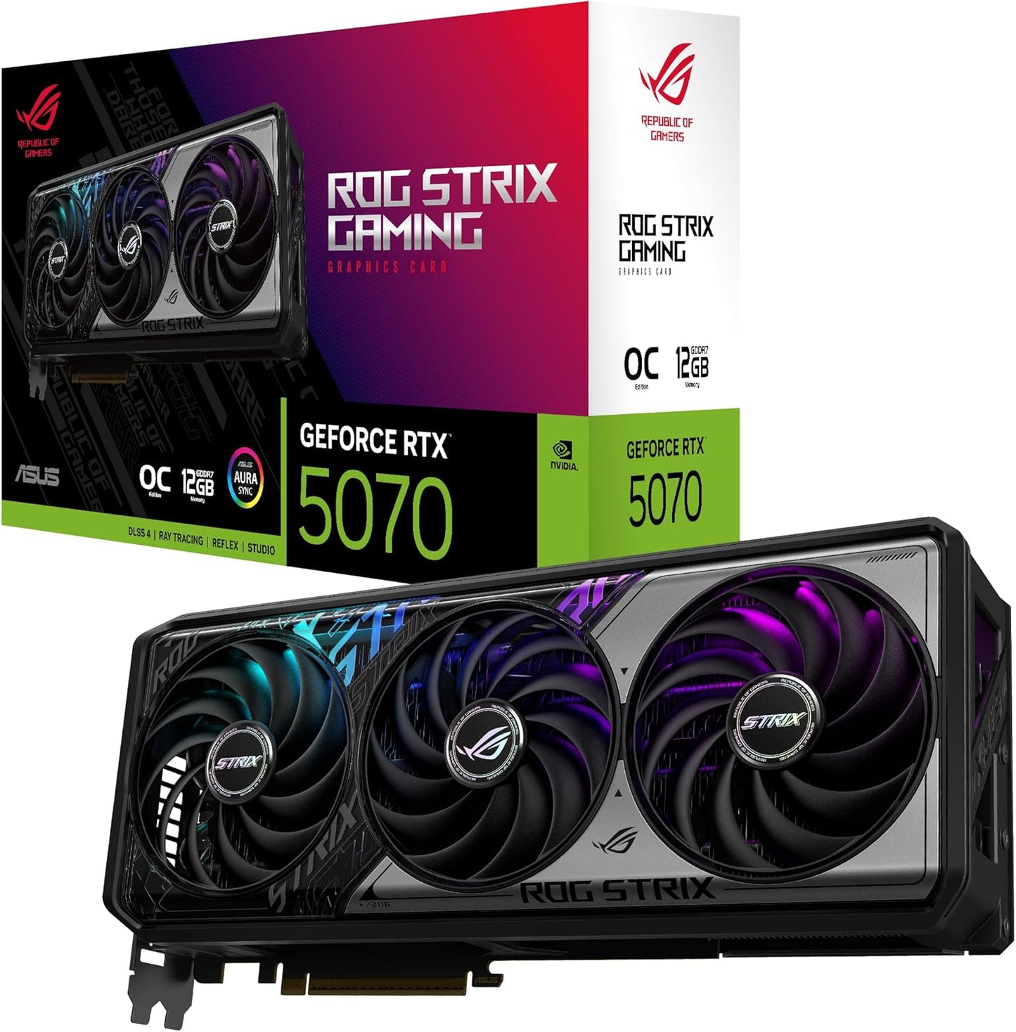 ASUS TUF Gaming GeForce RTX ™ 5070 12GB GDDR7 OC Edition Gaming Graphics Card (PCIe® 5.0, HDMI®/DP 2.1, 3.125-slot, Military-Grade Components, Protective PCB Coating, axial-tech Fans)