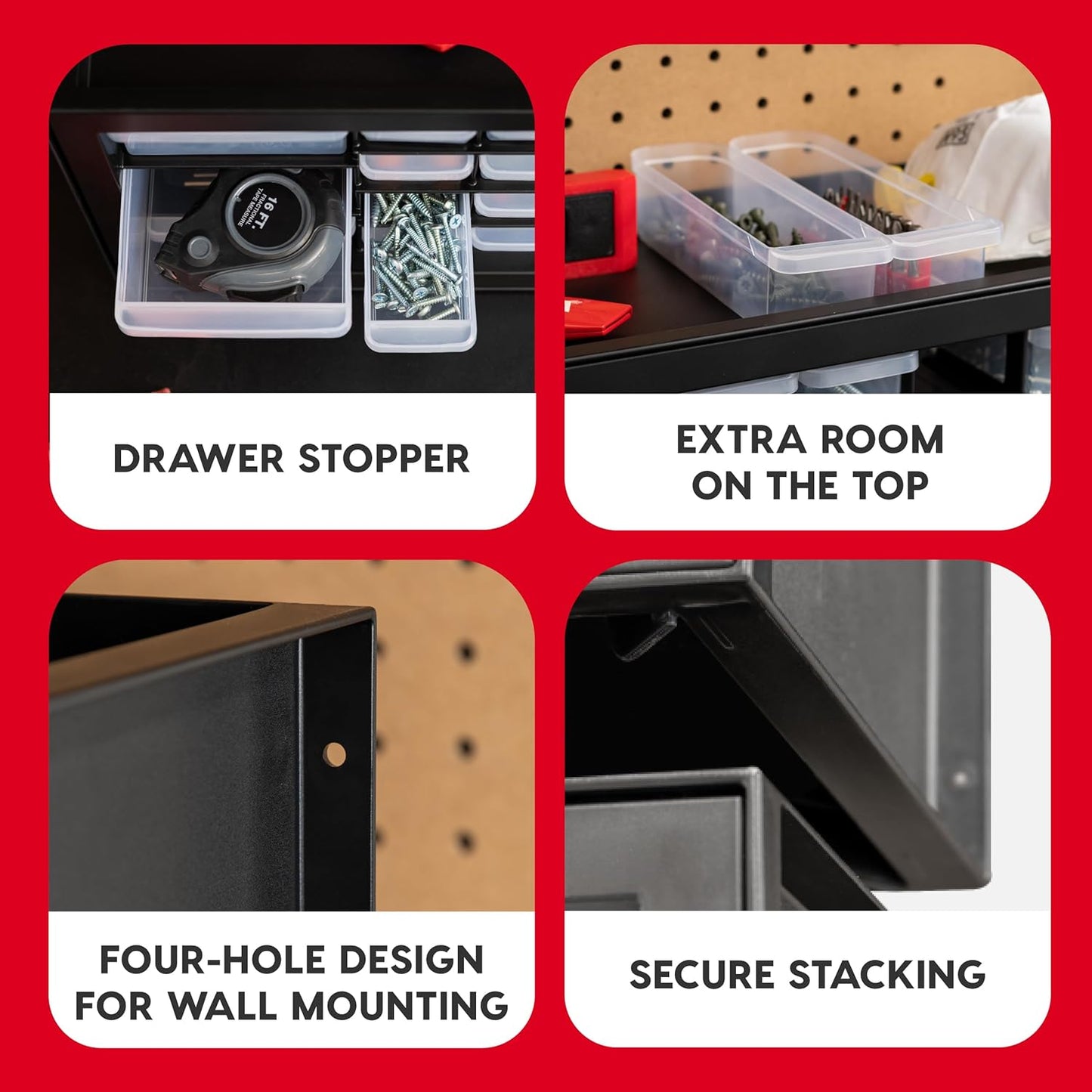 IRIS USA Small Drawer Organizer Storage, 2-Pack, 10-Drawer Craft Cabinet for Screws Hardware Art Supplies Small Parts Nuts Bolts Nails Tool Container, Drink Packet Water Flavor Packet Organizer, Black