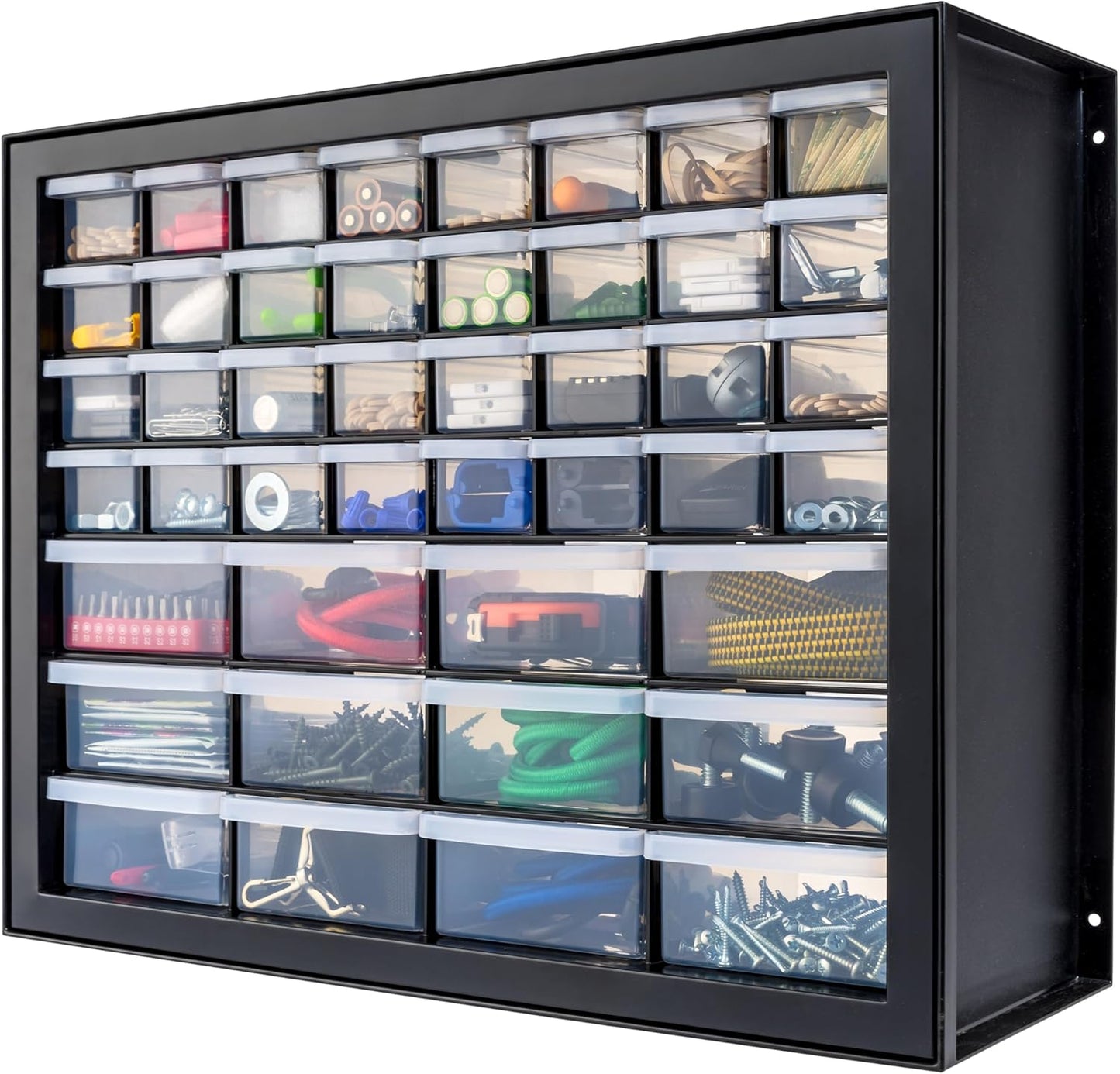 IRIS USA Small Drawer Organizer Storage, 2-Pack, 10-Drawer Craft Cabinet for Screws Hardware Art Supplies Small Parts Nuts Bolts Nails Tool Container, Drink Packet Water Flavor Packet Organizer, Black