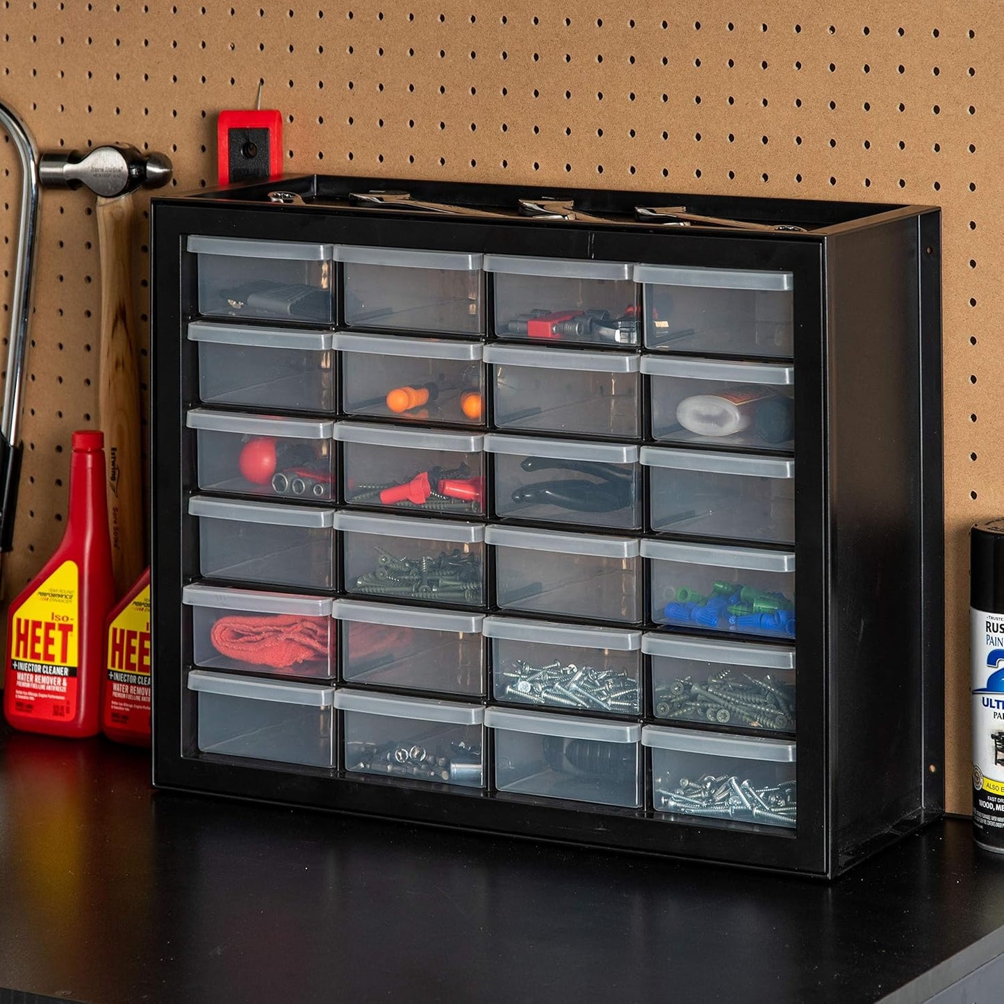 IRIS USA Small Drawer Organizer Storage, 2-Pack, 10-Drawer Craft Cabinet for Screws Hardware Art Supplies Small Parts Nuts Bolts Nails Tool Container, Drink Packet Water Flavor Packet Organizer, Black