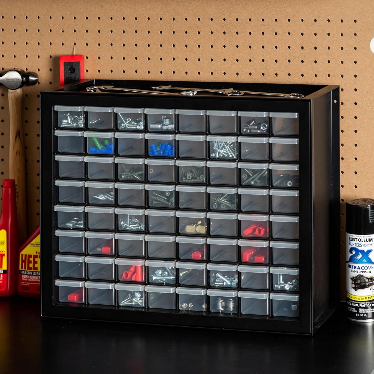 IRIS USA Small Drawer Organizer Storage, 2-Pack, 10-Drawer Craft Cabinet for Screws Hardware Art Supplies Small Parts Nuts Bolts Nails Tool Container, Drink Packet Water Flavor Packet Organizer, Black