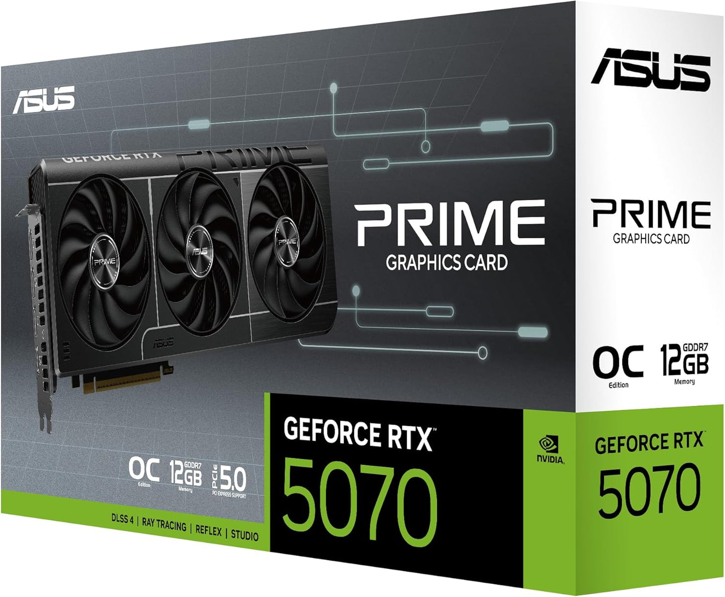 ASUS TUF Gaming GeForce RTX ™ 5070 12GB GDDR7 OC Edition Gaming Graphics Card (PCIe® 5.0, HDMI®/DP 2.1, 3.125-slot, Military-Grade Components, Protective PCB Coating, axial-tech Fans)