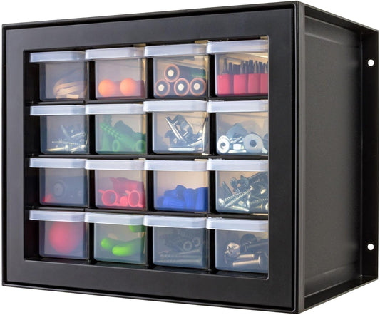 IRIS USA Small Drawer Organizer Storage, 2-Pack, 10-Drawer Craft Cabinet for Screws Hardware Art Supplies Small Parts Nuts Bolts Nails Tool Container, Drink Packet Water Flavor Packet Organizer, Black