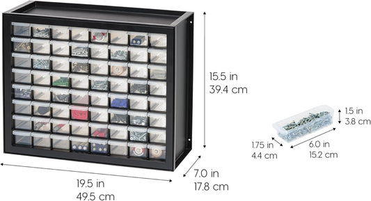 IRIS USA Small Drawer Organizer Storage, 2-Pack, 10-Drawer Craft Cabinet for Screws Hardware Art Supplies Small Parts Nuts Bolts Nails Tool Container, Drink Packet Water Flavor Packet Organizer, Black