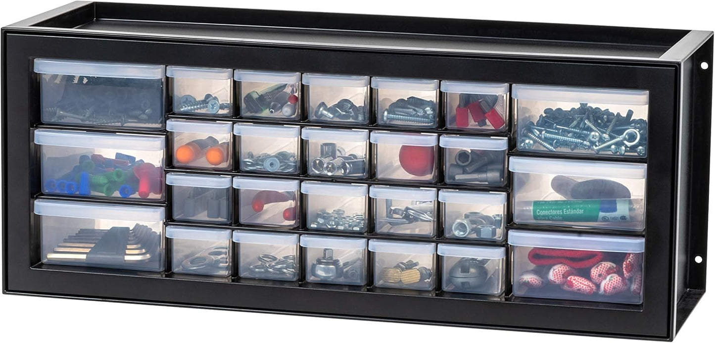 IRIS USA Small Drawer Organizer Storage, 2-Pack, 10-Drawer Craft Cabinet for Screws Hardware Art Supplies Small Parts Nuts Bolts Nails Tool Container, Drink Packet Water Flavor Packet Organizer, Black