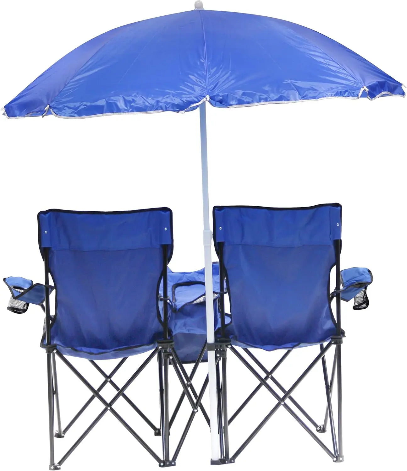 Wholesale Portable Double Seat Reclining Folding Beach Camp Chairs With Umbrella and Ice Bag